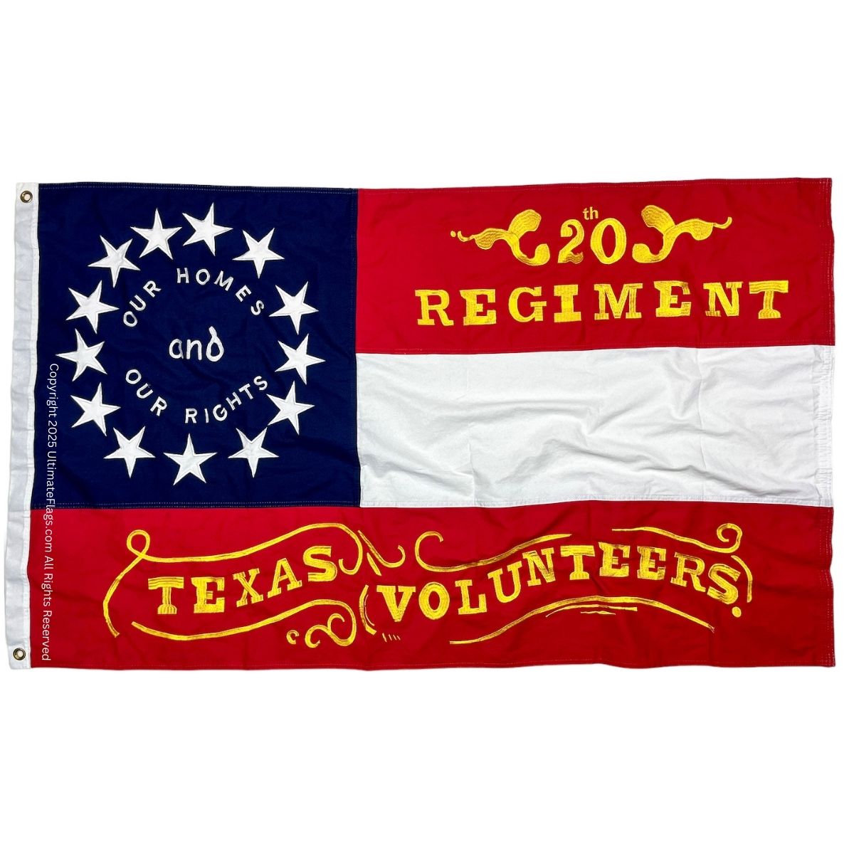 20th Regiment Texas Volunteers flag, showcasing vibrant colors and historical design. Perfect for collectors and history enthusiasts looking for cheap and affordable options. Buy online for the best selection at UltimateFlags.com.