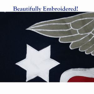 Beautifully embroidered flag showcasing intricate details of a star and wings, perfect for those seeking a cheap and affordable option for patriotic displays. Buy online for the best quality at UltimateFlags.com.