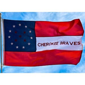 Cherokee Braves flag featuring vibrant colors and design, perfect for sports fans and collectors. Buy this affordable flag online for the best price at UltimateFlags.com.