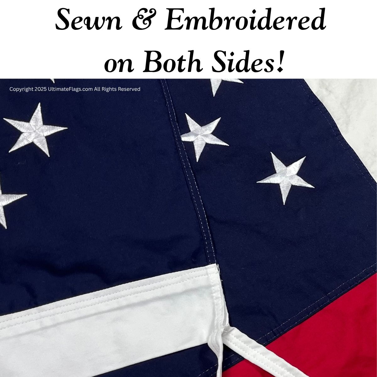 High-quality American flag, sewn and embroidered on both sides, perfect for outdoor display. Shop for cheap and affordable flags, the best options to buy online. Visit UltimateFlags.com for more details.