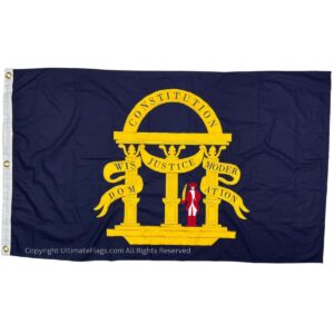 Georgia state flag featuring the iconic seal and vibrant colors, perfect for showing state pride. Buy online for the best selection of affordable flags at UltimateFlags.com.