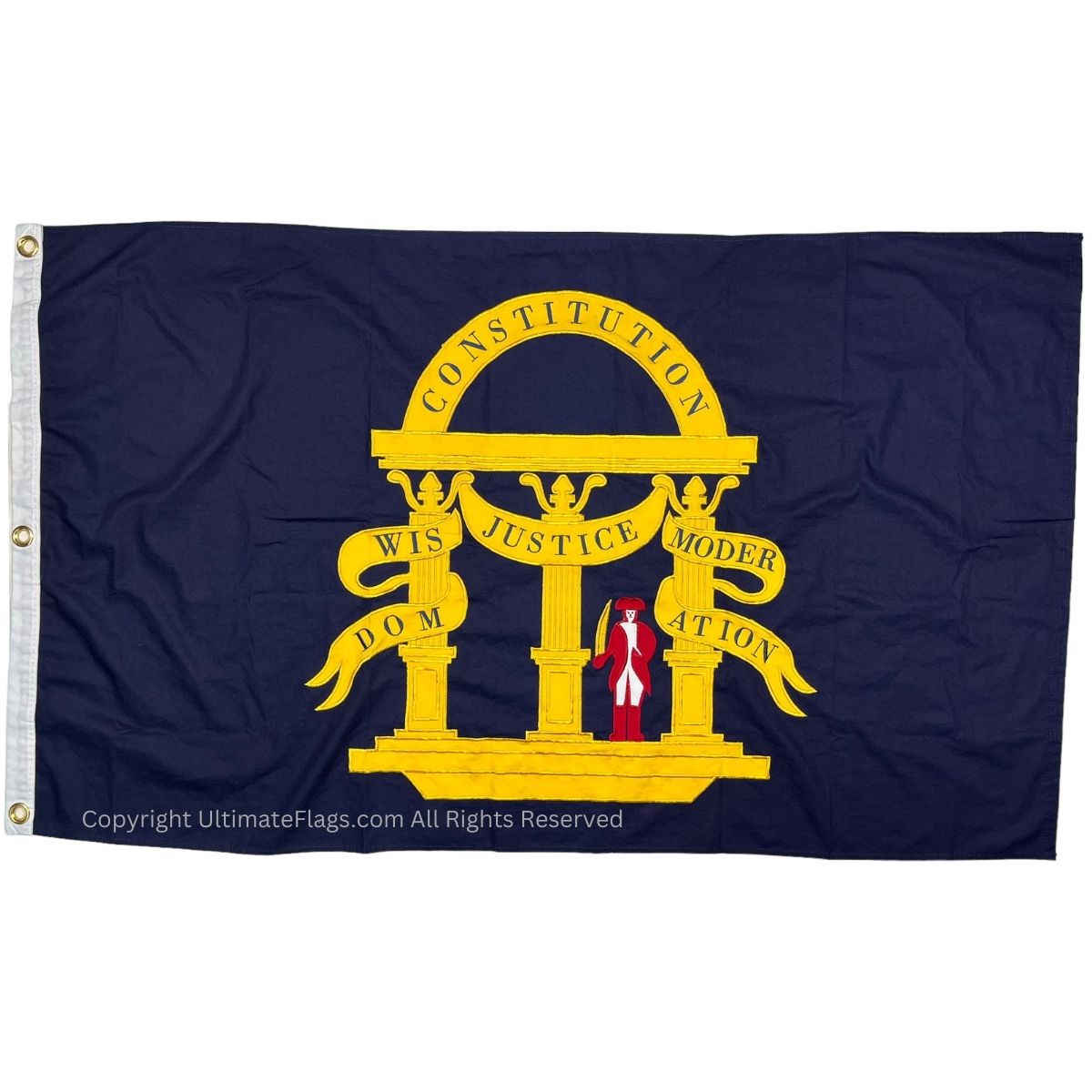 Georgia state flag featuring the iconic seal and vibrant colors, perfect for showing state pride. Buy online for the best selection of affordable flags at UltimateFlags.com.