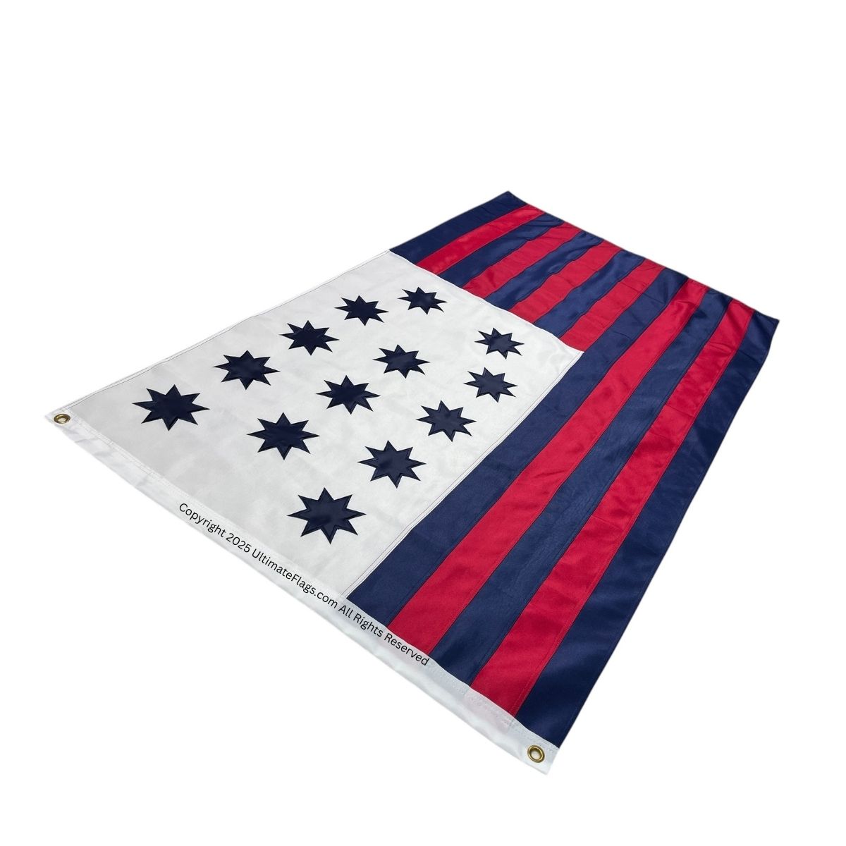 This image features a stylish flag design with a combination of red and navy stripes and stars, perfect for those looking to buy online. It represents a unique and affordable decorative option for any space. Discover the best selection of flags at cheap prices on UltimateFlags.com.