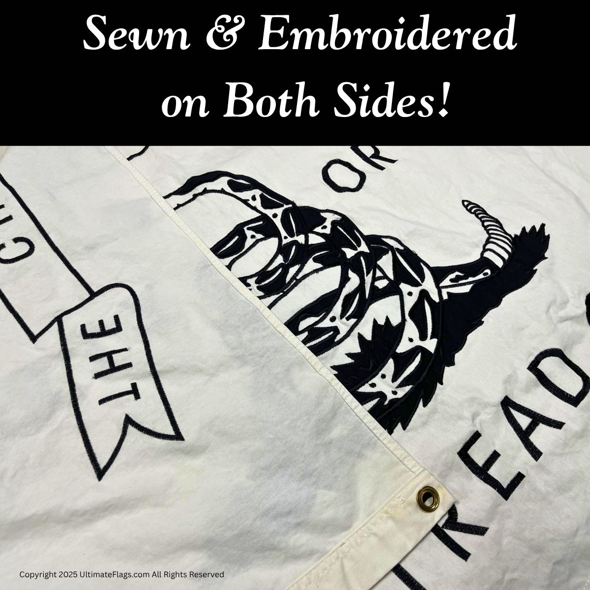 culpeper minutemen flag – 3x5 ft white cotton dont tread on me flags sewn & embroidered revolutionary war replica