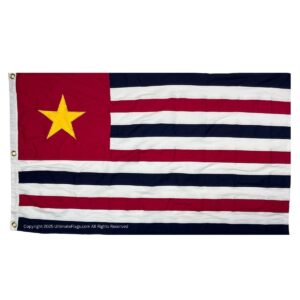 This image features a vibrant flag with a red field and a prominent yellow star, symbolizing patriotism. Ideal for those seeking a cheap and affordable option to showcase their pride, this flag is one of the best choices available. You can buy online at UltimateFlags.com.