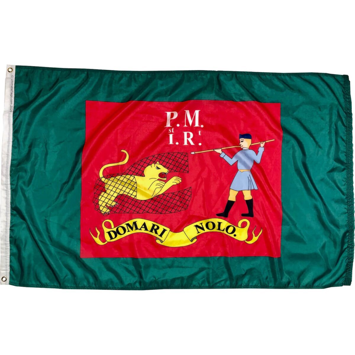 Vibrant flag featuring a lion and a soldier, perfect for collectors and enthusiasts looking for cheap and affordable flags. This unique design makes it one of the best options to buy online. Available at UltimateFlags.com.