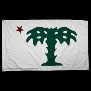 This image features a unique flag design showcasing a green palm tree and a red star, perfect for enthusiasts of distinctive flags. Discover affordable options to buy this flag online and elevate your collection with the best quality products available. Shop now at UltimateFlags.com.