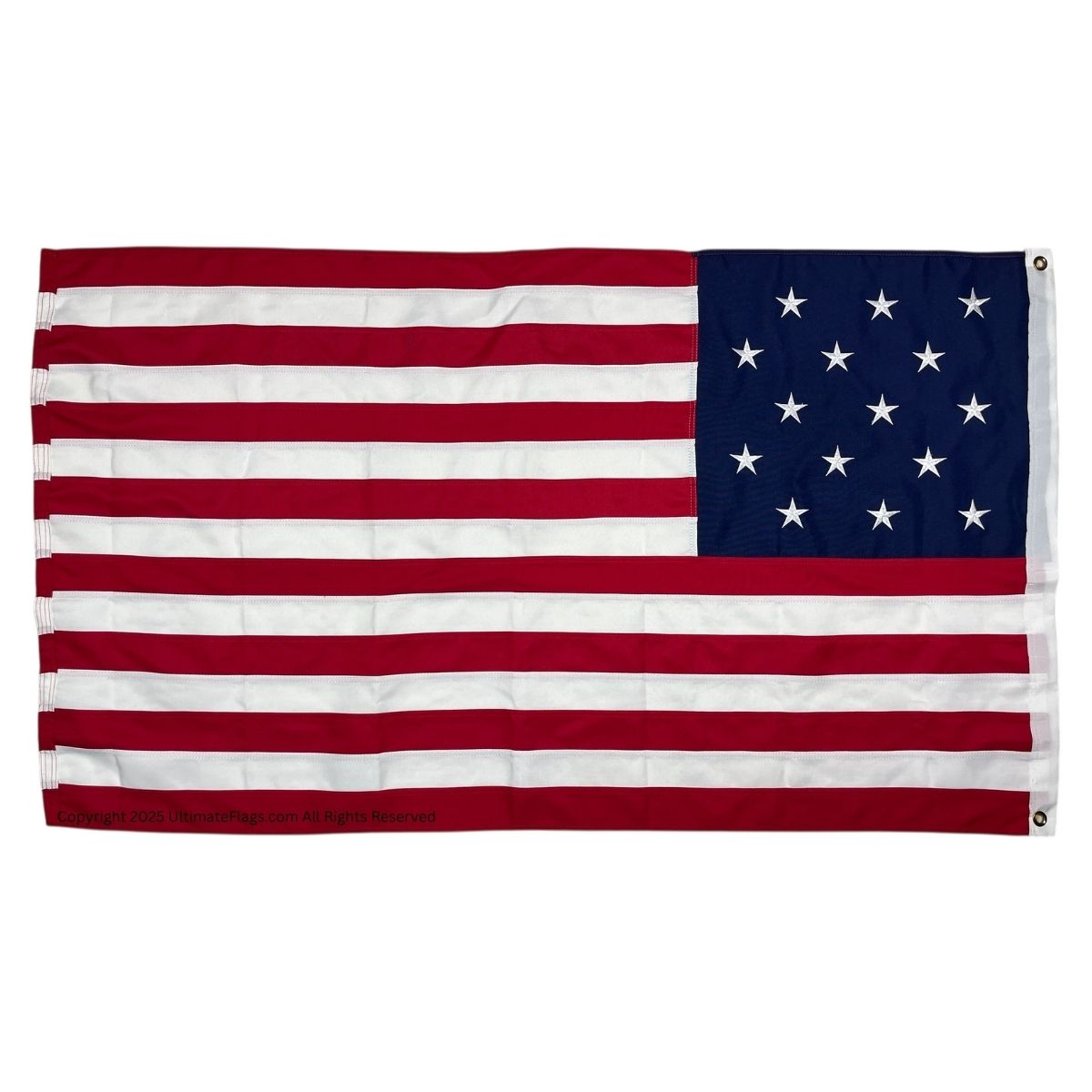 American flag design featuring red and white stripes with a blue field of stars, perfect for patriotic displays. Buy online for the best prices on affordable flags at UltimateFlags.com.