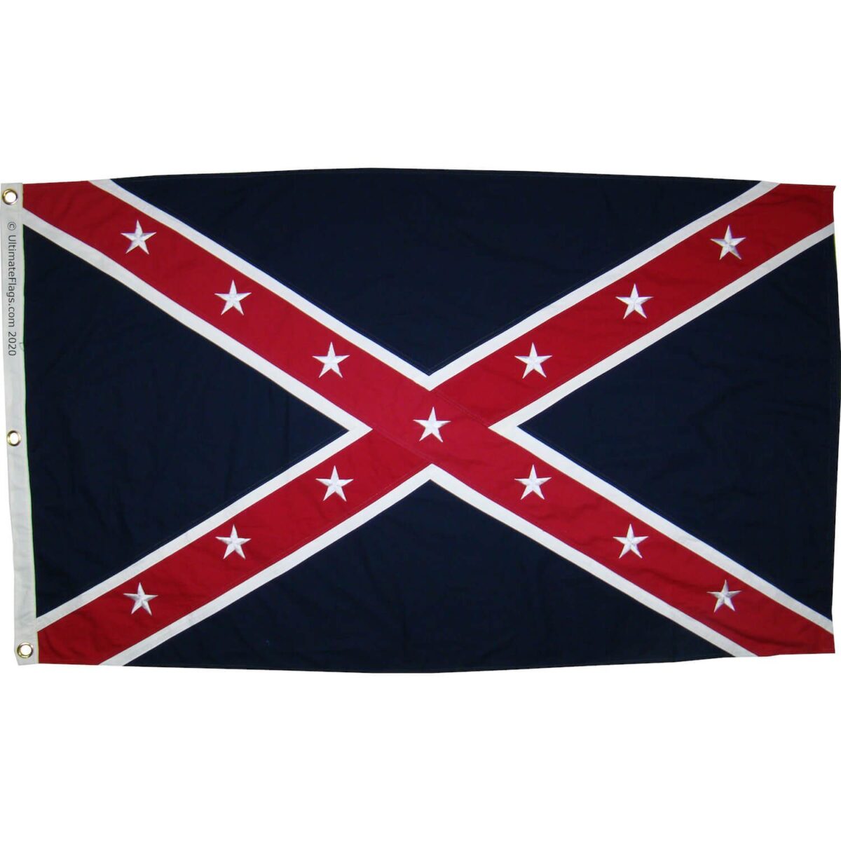 Confederate flag design featuring a bold red and blue color scheme with stars, ideal for collectors and enthusiasts. This cheap and affordable flag is one of the best options to buy online for displaying pride or historical interest. Available at UltimateFlags.com.