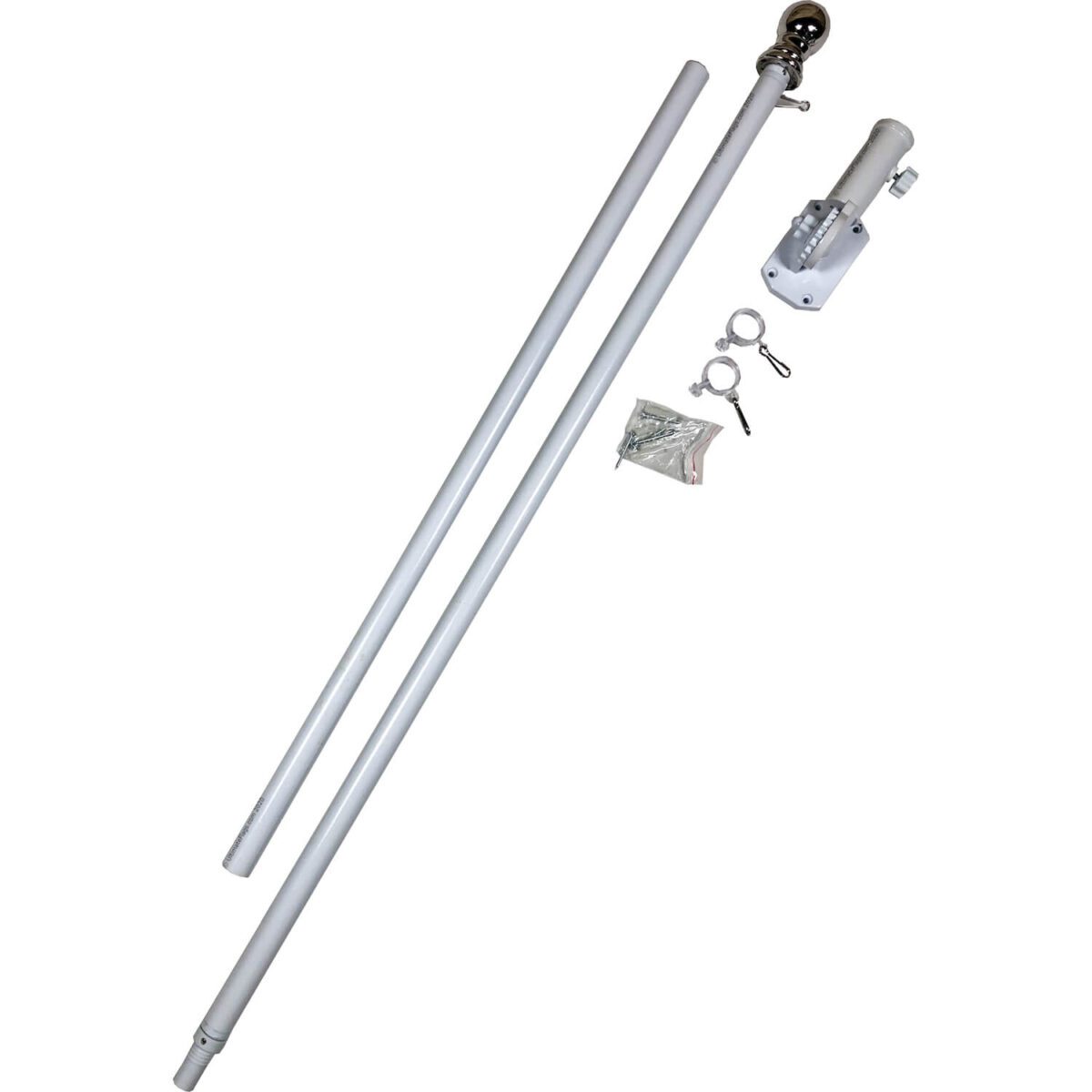 Affordable flagpole kit featuring durable aluminum poles, hardware, and a mounting system, perfect for displaying your favorite flags. Buy online for the best deals on quality flag accessories at UltimateFlags.com.