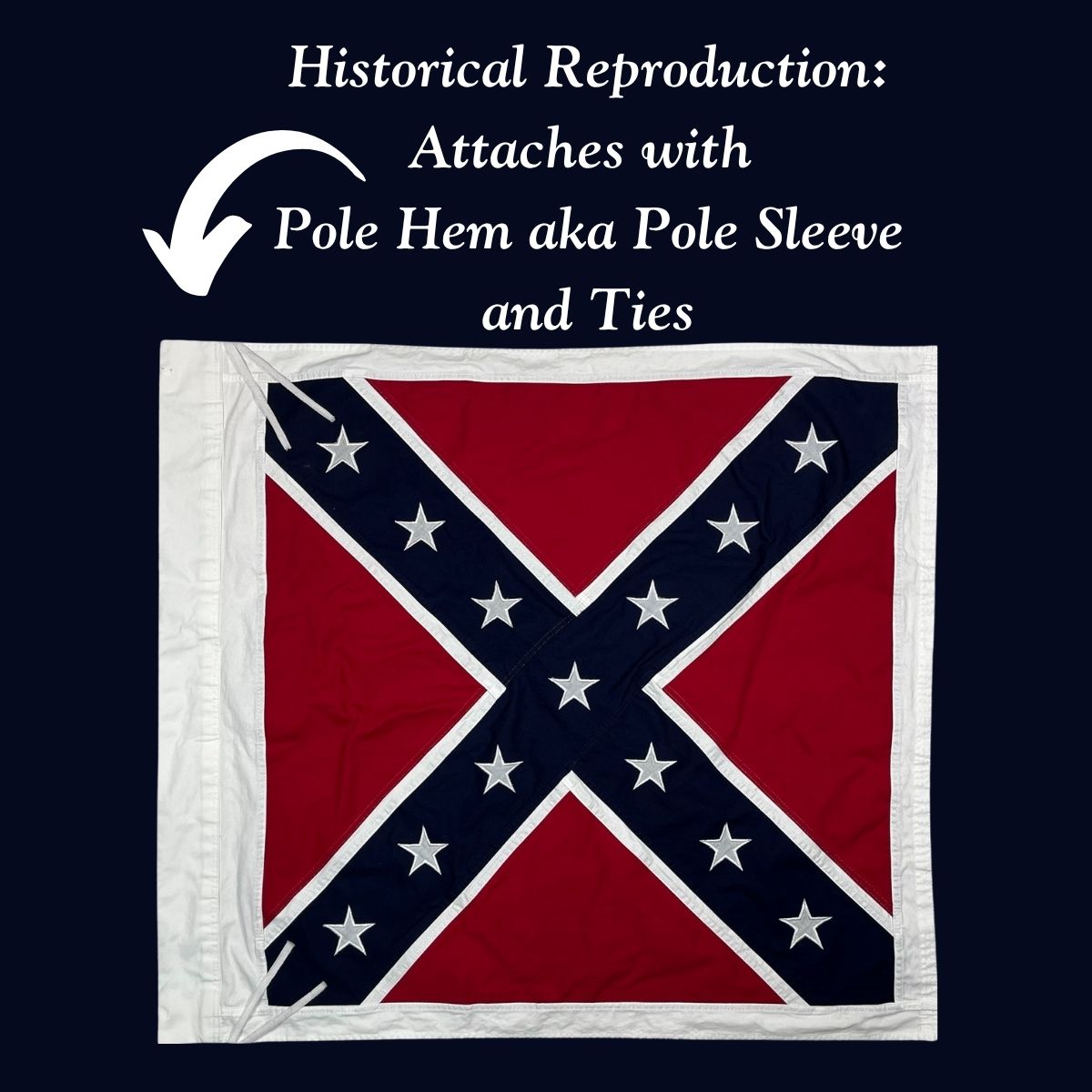 Historical reproduction flag featuring a pole hem for easy attachment. This affordable and high-quality flag is perfect for collectors and history enthusiasts. Buy online at UltimateFlags.com for the best deals on flags.