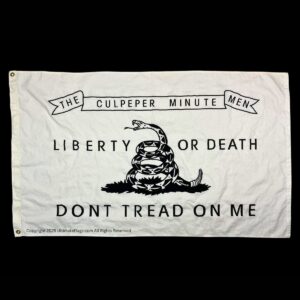 culpeper minutemen flag – 3x5 ft white cotton dont tread on me flags sewn & embroidered revolutionary war replica