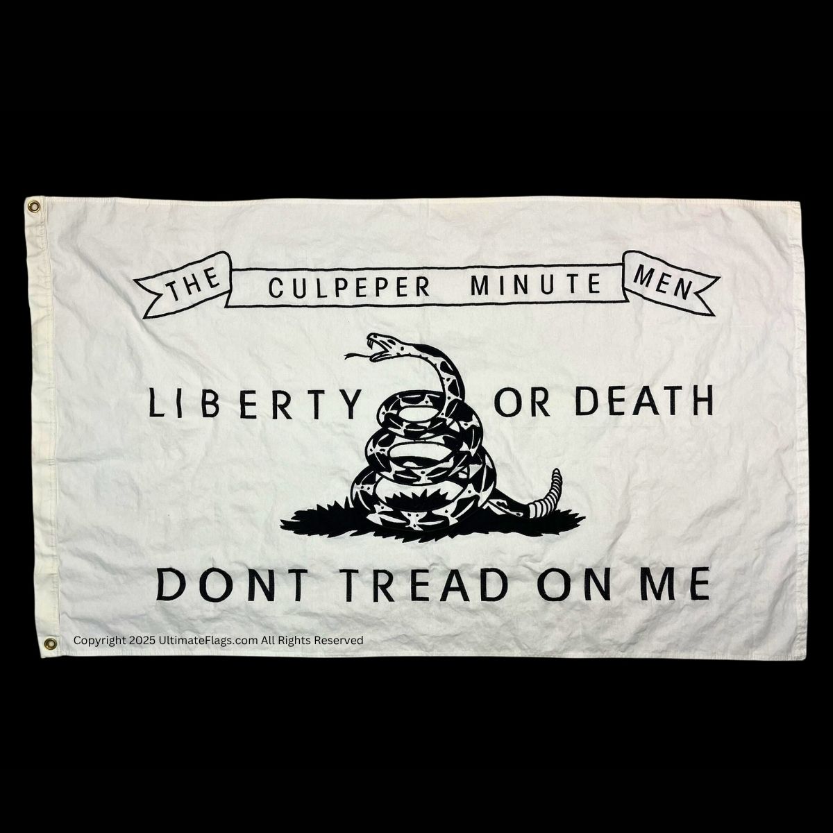 culpeper minutemen flag – 3x5 ft white cotton dont tread on me flags sewn & embroidered revolutionary war replica