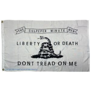 don't tread on me white culpeper minute men double nylon embroidered flag 3 x 5 ft.