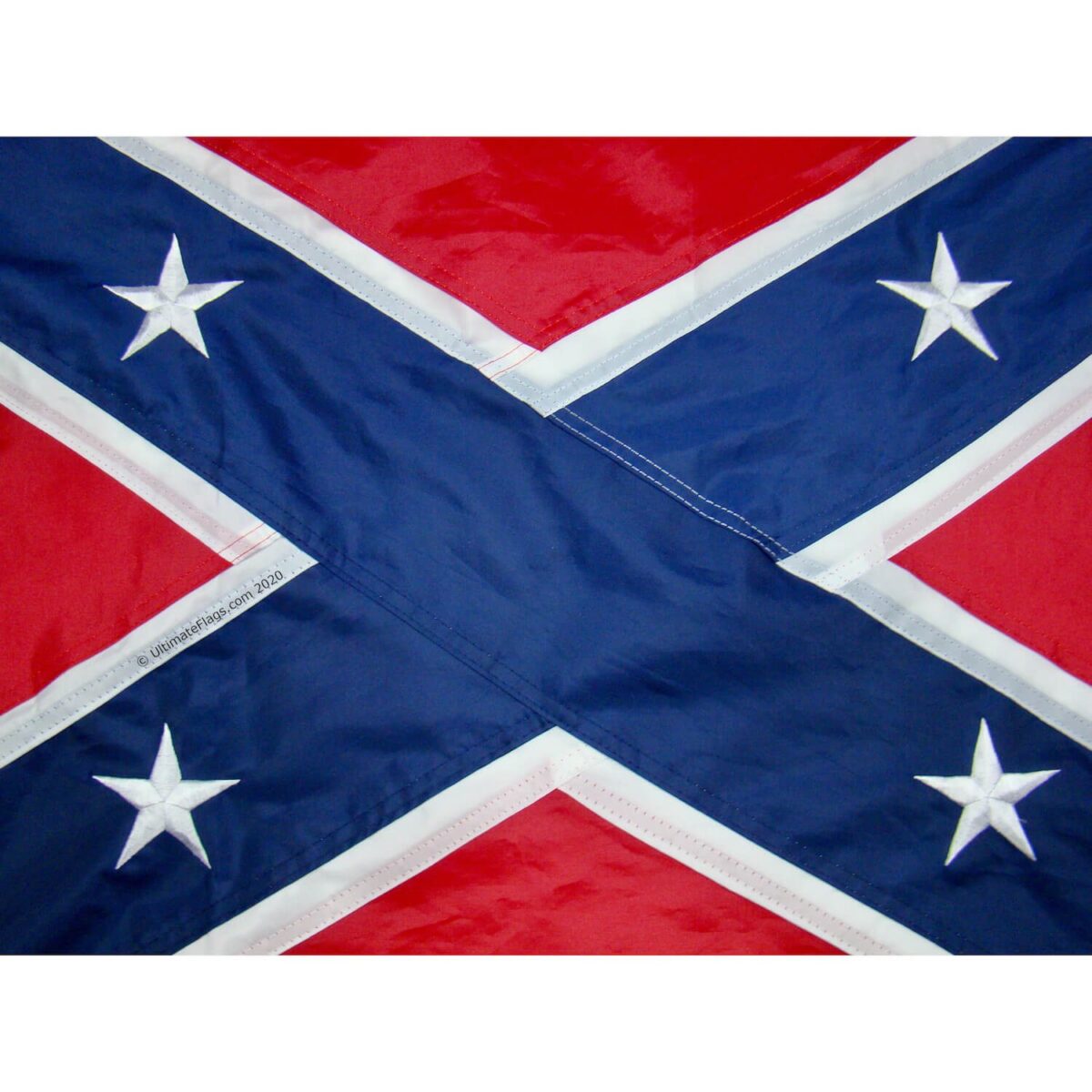 Confederate flag design featuring bold red and blue colors with white stars, perfect for patriotic displays. Buy online for cheap and affordable options at UltimateFlags.com. Best quality flags available.