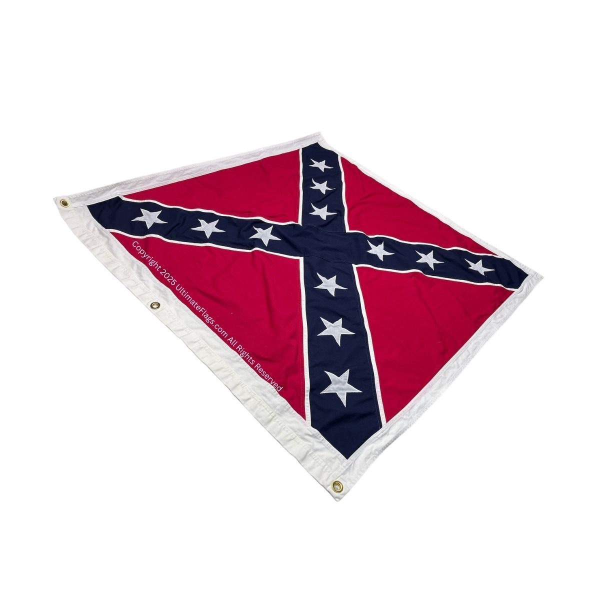 Confederate flag featuring a blue cross and white stars on a red background, ideal for collectors and enthusiasts. This affordable flag can be bought online at the best prices. Visit UltimateFlags.com for more details.