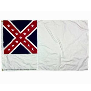 Confederate flag design featuring a red and blue cross with white stars on a white background, perfect for collectors and history enthusiasts looking for a cheap and affordable option. Buy online for the best deals at UltimateFlags.com.