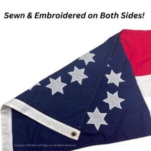 This high-quality flag is sewn and embroidered on both sides, offering durability and vibrant colors. Perfect for those seeking cheap and affordable options, this flag is among the best choices to buy online. Visit UltimateFlags.com for more details.
