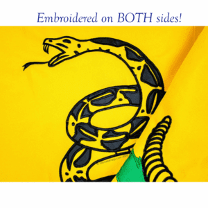 dont tread on me flag closeup of embroidery double sided