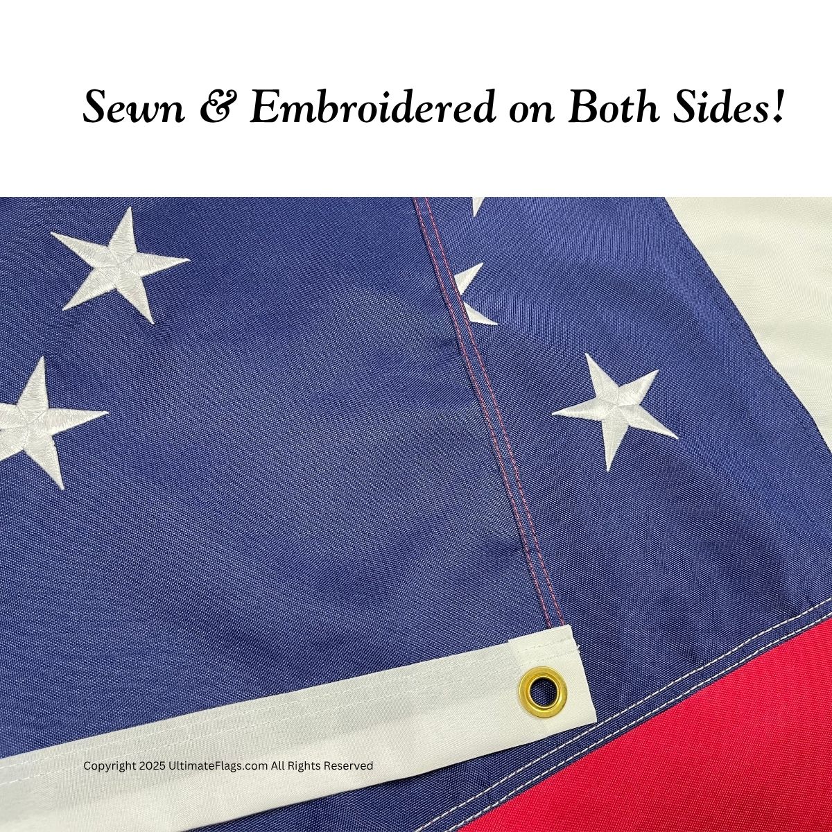 Sewn and embroidered flag showcasing high-quality craftsmanship with vibrant colors and durable materials. Ideal for those seeking cheap and affordable options for patriotic displays. Buy online for the best selection at UltimateFlags.com.
