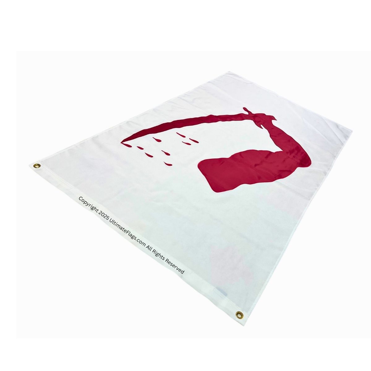 High-quality flag featuring a striking red design, perfect for outdoor display or decoration. This affordable and cheap flag option is ideal for those looking to buy online. Get the best deals on flags at UltimateFlags.com.