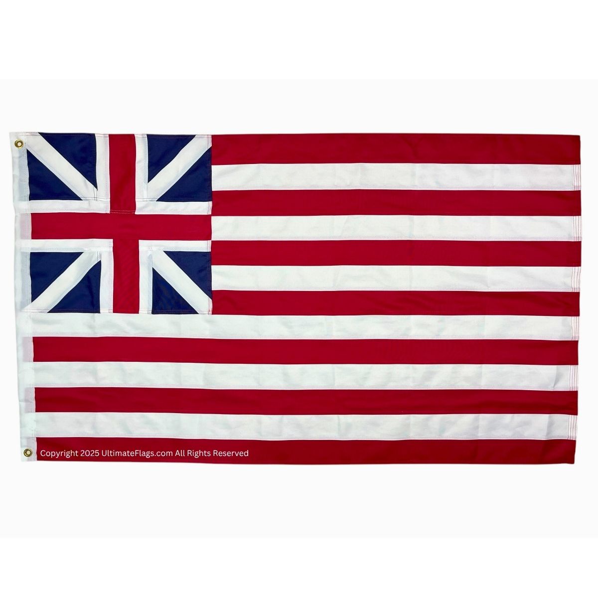 This image features a historic flag design that combines elements of the British Union Jack with the stripes of the American flag, symbolizing a unique blend of cultures. Perfect for collectors or enthusiasts, this affordable flag is one of the best options to buy online for displaying patriotism or celebrating history. Available at UltimateFlags.com.
