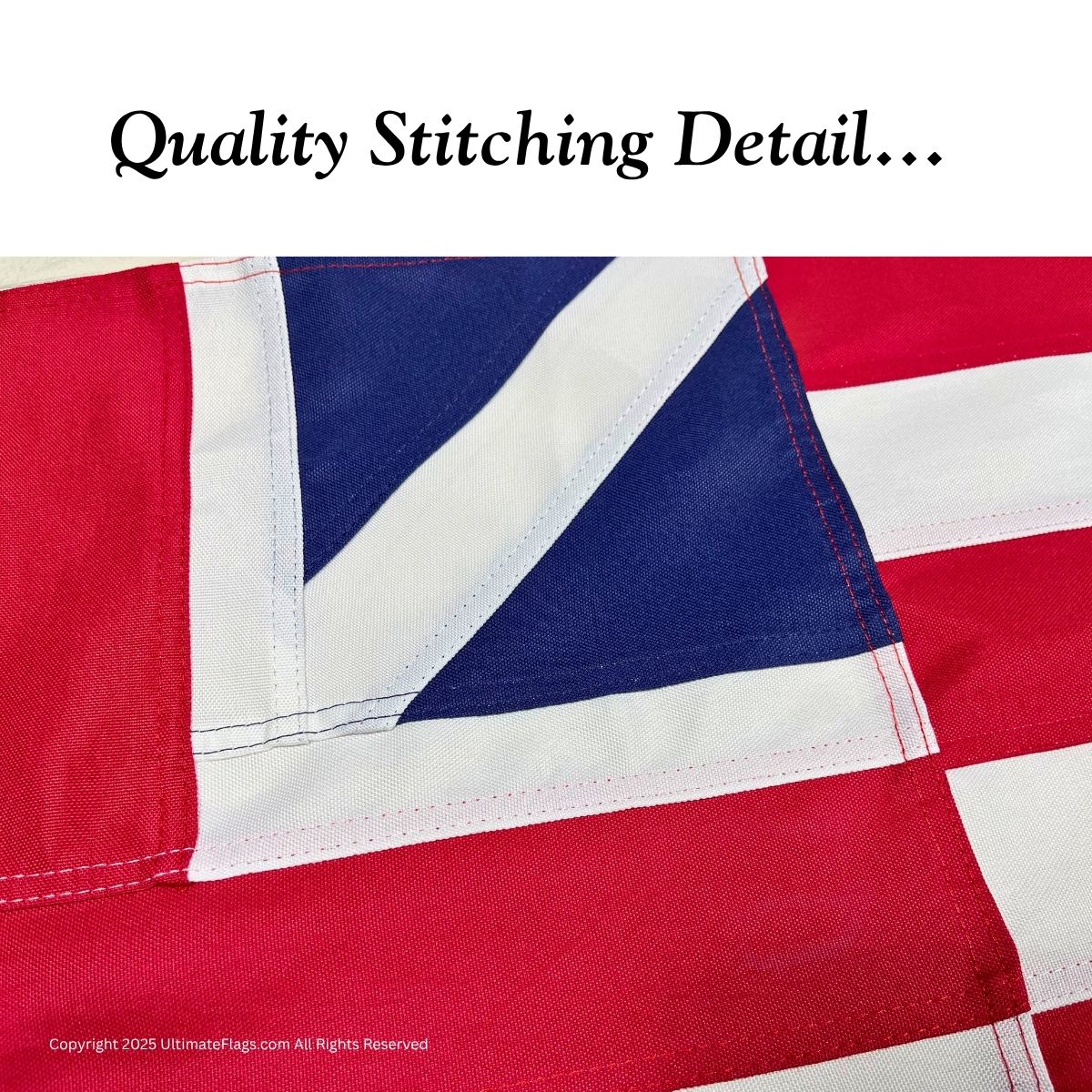 Quality stitching detail showcasing the craftsmanship of affordable flags, perfect for those looking to buy online. Discover the best deals on high-quality flags at UltimateFlags.com.