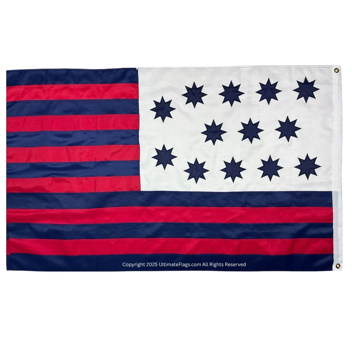 Affordable American flag featuring red and navy stripes with white stars, perfect for patriotic displays. Buy online for the best deals at UltimateFlags.com.
