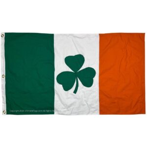 ireland flag with shamrock (sewn cotton flags) 3 x 5 ft.
