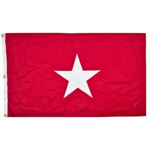 Red flag featuring a white star, perfect for patriotic displays or decorative purposes. This affordable flag is a great choice for those looking to buy online. Find the best deals on flags at UltimateFlags.com.