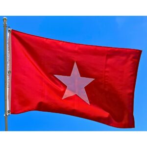 Red flag with a white star, representing national pride and identity. Perfect for collectors and enthusiasts looking for cheap and affordable options. Buy online for the best deals at UltimateFlags.com.