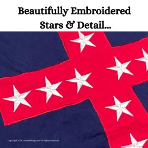 Beautifully embroidered flag featuring detailed stars, perfect for showcasing your style. Buy online for cheap, affordable options that stand out as the best choice for flag enthusiasts. Available at UltimateFlags.com.