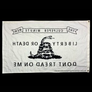 culpeper minutemen flag – 3x5 ft white cotton dont tread on me flags sewn & embroidered revolutionary war replica