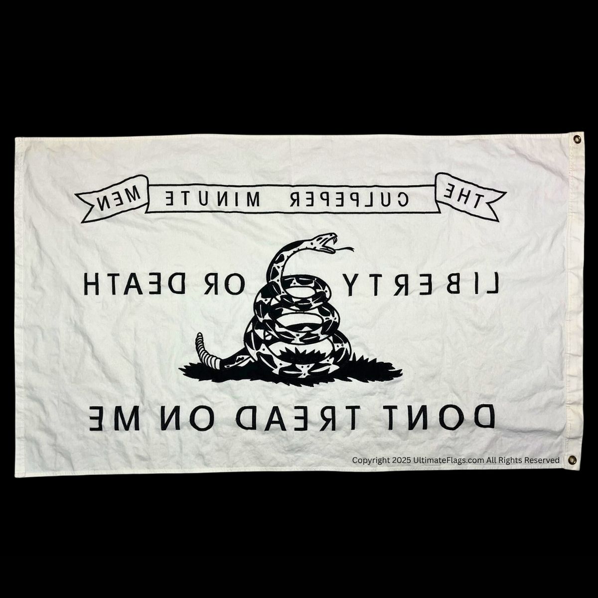 culpeper minutemen flag – 3x5 ft white cotton dont tread on me flags sewn & embroidered revolutionary war replica