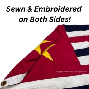 Sewn and embroidered flag displayed prominently, showcasing vibrant colors and detailed craftsmanship. Ideal for those seeking cheap and affordable options, this flag represents the best quality for buyers looking to purchase online. Available at UltimateFlags.com.