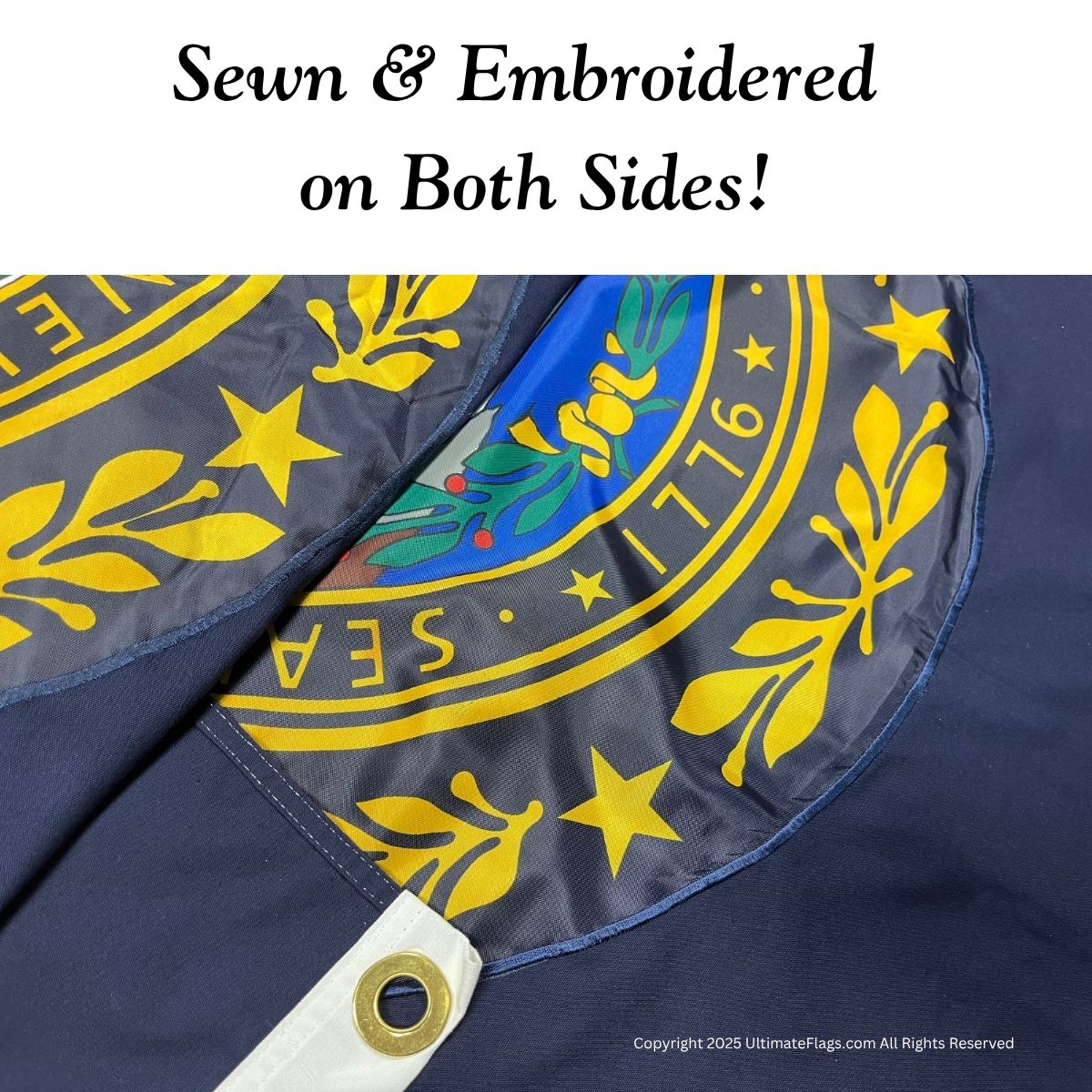 Sewn and embroidered flag design showcasing vibrant colors and intricate details on both sides, perfect for displaying pride and patriotism. This affordable flag is a best choice for anyone looking to buy online. Visit UltimateFlags.com for the best selection.