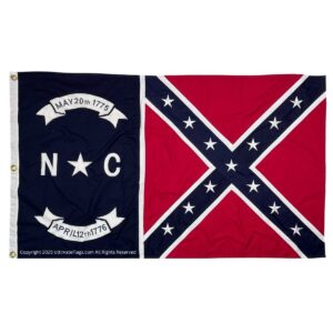 North Carolina flag featuring the Confederate design, showcasing a blend of historical symbols. This affordable flag is perfect for collectors and enthusiasts looking to buy online. Discover the best deals on flags at UltimateFlags.com.
