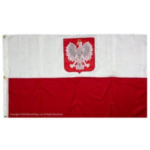 old poland flag with eagle double nylon embroidered 3 x 5 ft.