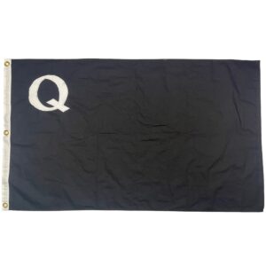 Black flag featuring a prominent white "Q" symbol, perfect for enthusiasts seeking cheap and affordable flag options. This is one of the best flags to buy online, showcasing quality craftsmanship. Available now at UltimateFlags.com.