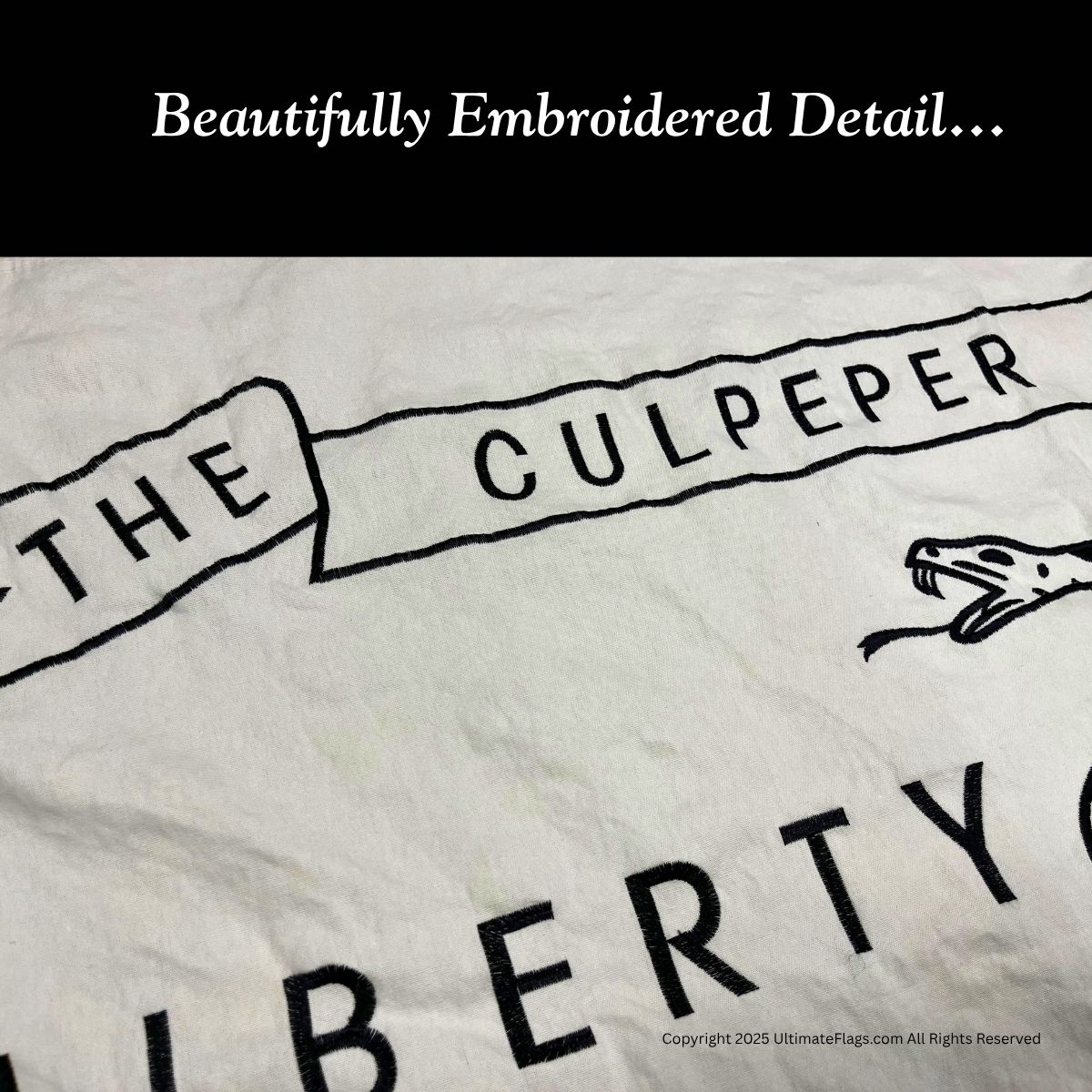 culpeper minutemen flag – 3x5 ft white cotton dont tread on me flags sewn & embroidered revolutionary war replica