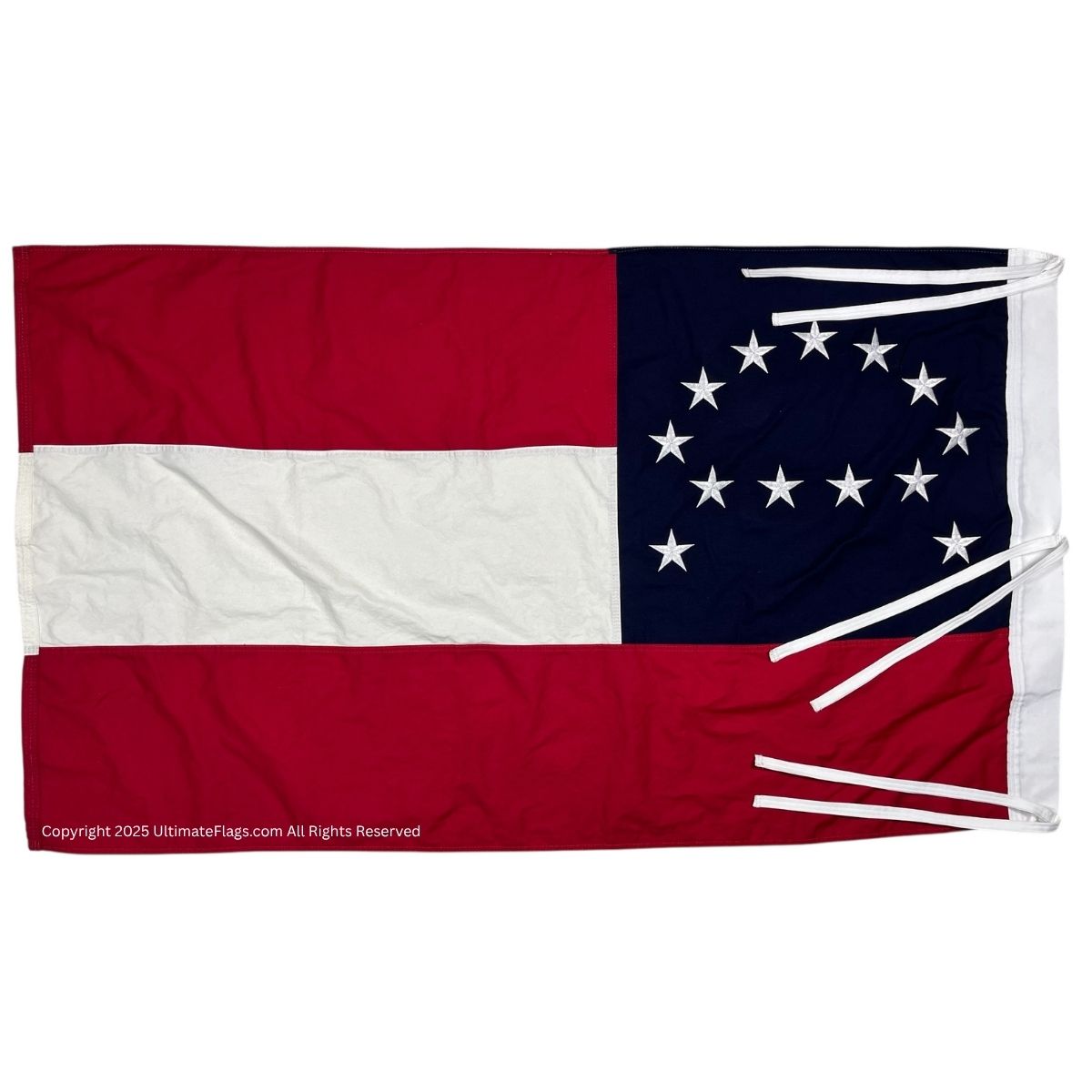 This image features a historical flag design, showcasing a combination of red, white, and blue colors with stars, ideal for collectors and history enthusiasts. Perfect for displaying at events or for home decor, this affordable flag is a great choice for anyone looking to buy online. Find the best deals at UltimateFlags.com.
