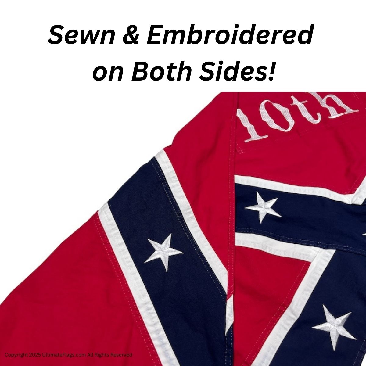 Sewn and embroidered flag showcasing detailed craftsmanship on both sides, perfect for collectors and enthusiasts. Buy online for the best deals on affordable flags at UltimateFlags.com.