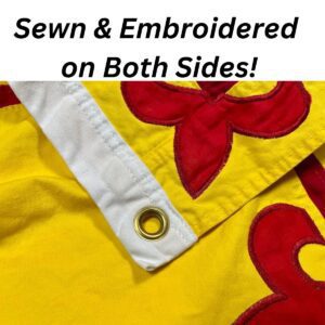 This image showcases a vibrant flag with a detailed embroidered design, highlighting the quality of being sewn and embroidered on both sides. Perfect for those looking for cheap and affordable flags, this product is among the best options available to buy online. Visit UltimateFlags.com for more details.