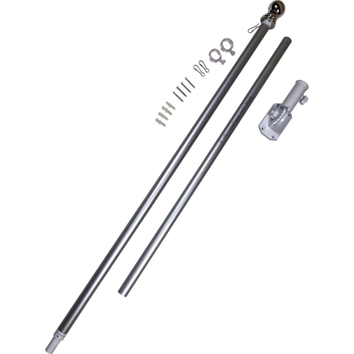 Durable flagpole kit featuring a high-quality steel construction, perfect for displaying your flags. This affordable and easy-to-install flagpole is ideal for both residential and commercial use. Buy online for the best deals on flag accessories at UltimateFlags.com.