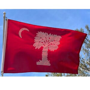 South Carolina flag featuring a palm tree and crescent moon, perfect for showcasing state pride. Buy this affordable flag online at UltimateFlags.com for the best quality and value.