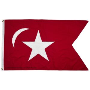 Red flag featuring a white star and crescent design, ideal for collectors and enthusiasts. This affordable flag is perfect for showcasing national pride or decorative purposes. Buy online for the best deals at UltimateFlags.com.