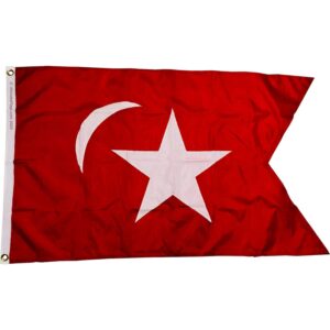 Turkish flag design featuring a red background with a white star and crescent, perfect for displaying national pride. This affordable flag is one of the best options to buy online for any patriotic event or decoration. Available at UltimateFlags.com.