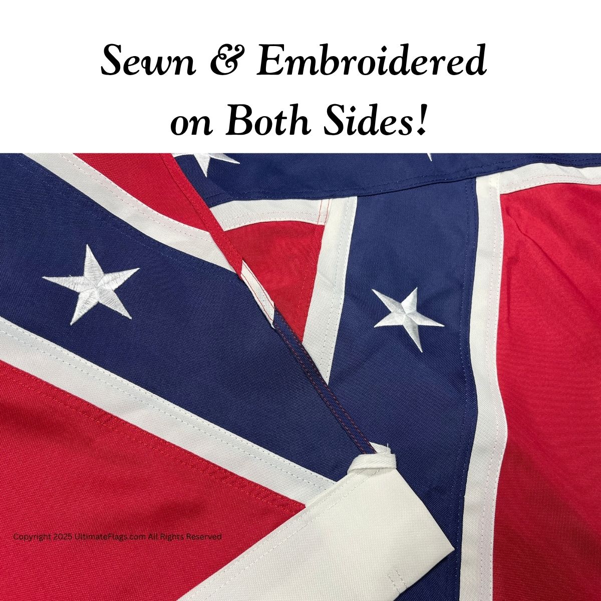 Sewn and embroidered flag showcasing vibrant colors and detailed stitching on both sides, perfect for those seeking affordable and high-quality flags. Buy online for the best deals at UltimateFlags.com.