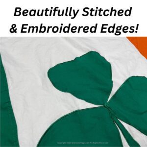 ireland flag with shamrock (sewn cotton flags) 3 x 5 ft.