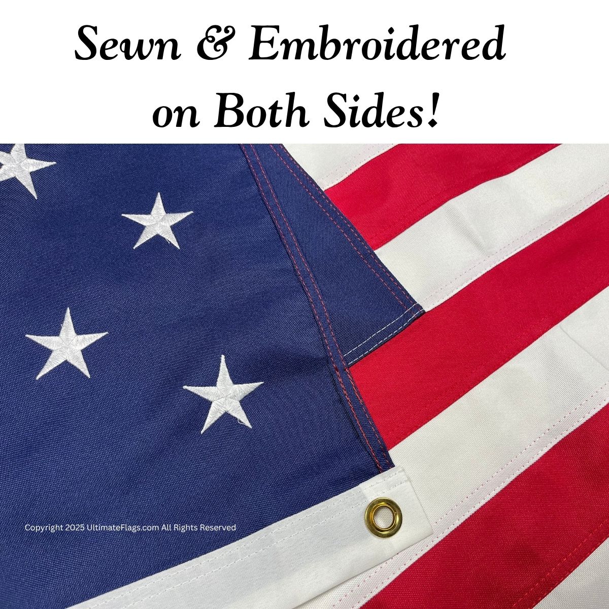 High-quality American flag, sewn and embroidered on both sides, showcasing durable craftsmanship. Perfect for those seeking a cheap and affordable option to buy online. Explore the best selection at UltimateFlags.com.